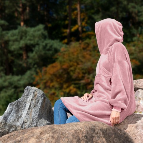 Bluzair Bluza Koc Oversize z Kapturem Polska Róż Bluzair Bluza Koc Oversize z Kapturem Polska Róż