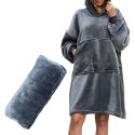 Bluzair Bluza Koc Oversize z Kapturem Polska Szary