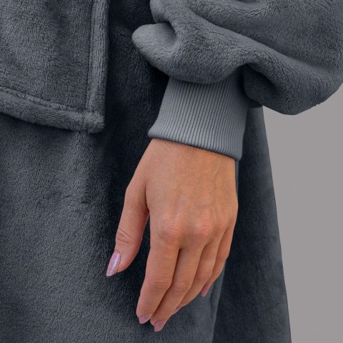 Bluzair Bluza Koc Oversize z Kapturem Polska Szary Bluzair Bluza Koc Oversize z Kapturem Polska Szary