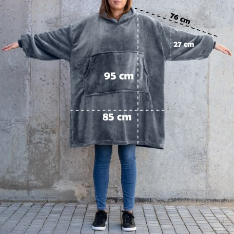 Bluzair Bluza Koc Oversize z Kapturem Polska Szary Bluzair Bluza Koc Oversize z Kapturem Polska Szary