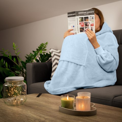Bluzair Bluza Koc Oversize Kaptur Polska Błękitny Bluzair Bluza Koc Oversize Kaptur Polska Błękitny