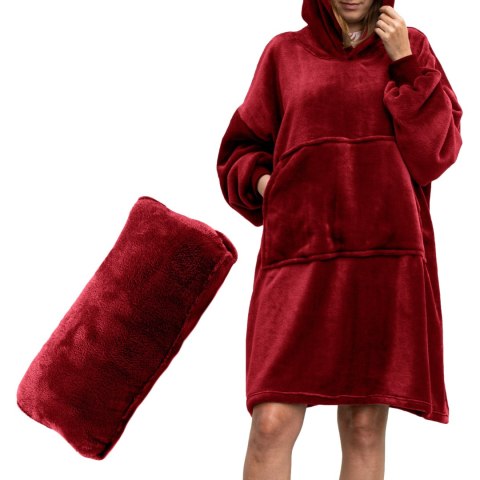 Bluzair Bluza Koc Oversize Kaptur Polska Bordowy Bluzair Bluza Koc Oversize Kaptur Polska Bordowy