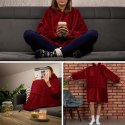 Bluzair Bluza Koc Oversize Kaptur Polska Bordowy