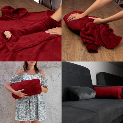 Bluzair Bluza Koc Oversize Kaptur Polska Bordowy Bluzair Bluza Koc Oversize Kaptur Polska Bordowy