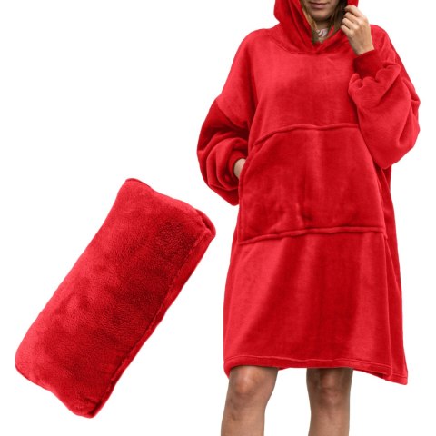 Bluzair Bluza Koc Oversize Kaptur Polska Czerwony Bluzair Bluza Koc Oversize Kaptur Polska Czerwony