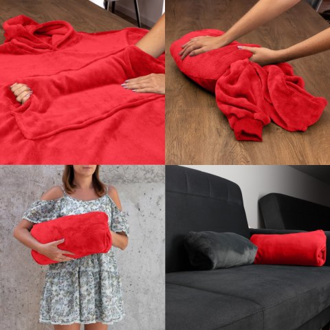 Bluzair Bluza Koc Oversize Kaptur Polska Czerwony Bluzair Bluza Koc Oversize Kaptur Polska Czerwony
