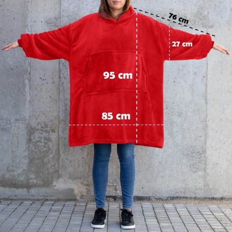 Bluzair Bluza Koc Oversize Kaptur Polska Czerwony Bluzair Bluza Koc Oversize Kaptur Polska Czerwony