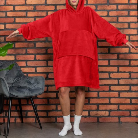 Bluzair Bluza Koc Oversize Kaptur Polska Czerwony Bluzair Bluza Koc Oversize Kaptur Polska Czerwony