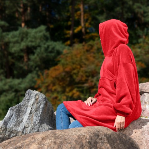 Bluzair Bluza Koc Oversize Kaptur Polska Czerwony Bluzair Bluza Koc Oversize Kaptur Polska Czerwony
