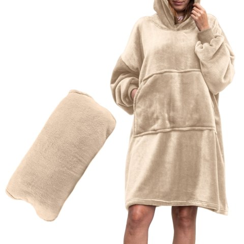 Bluzair Bluza Koc Oversize Kaptur Polska Jasny beż Bluzair Bluza Koc Oversize Kaptur Polska Jasny beż