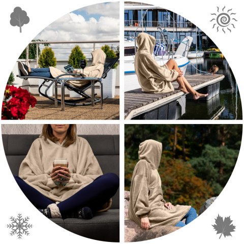 Bluzair Bluza Koc Oversize Kaptur Polska Jasny beż Bluzair Bluza Koc Oversize Kaptur Polska Jasny beż