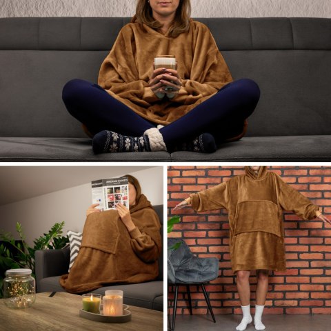 Bluzair Bluza Koc Oversize Kaptur Polska Toffee Bluzair Bluza Koc Oversize Kaptur Polska Toffee
