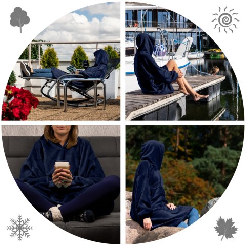 Bluzair Bluza Koc z Kapturem Polska Granatowy 4w1 Bluzair Bluza Koc z Kapturem Polska Granatowy 4w1