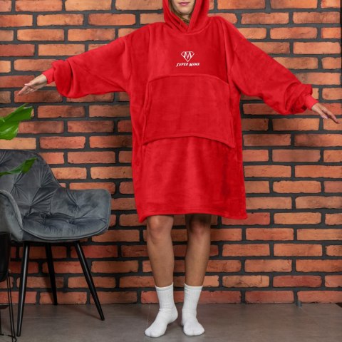 Bluzair SUPER MAMA - Bluza koc - Czerwony - prezent dla mamy - dzień matki Bluzair SUPER MAMA - Bluza koc - Czerwony - prezent dla mamy - dzień matki