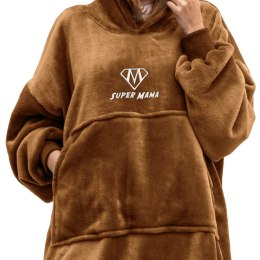 Bluzair SUPER MAMA - Bluza koc - Toffee - prezent dla mamy - dzień matki