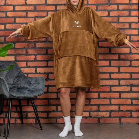 Bluzair SUPER MAMA - Bluza koc - Toffee - prezent dla mamy - dzień matki Bluzair SUPER MAMA - Bluza koc - Toffee - prezent dla mamy - dzień matki