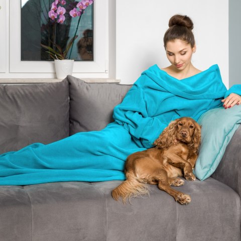 Kocyko-szlafrok SUPER MAMA - Niebieski - prezent dla mamy - na dzień matki Kocyko-szlafrok SUPER MAMA - Niebieski - prezent dla mamy - na dzień matki