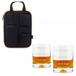 Etui na whisky ze szklankami Who cares męża niego