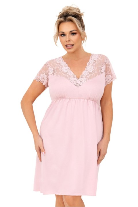Koszulka nocna Koszula Nocna Model Livia Plus Size Powder Pink - Donna Donna