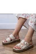 Sandał Klapki Model Liluna DFY-9 Beige - PRIMO PRIMO Sandał Klapki Model Liluna DFY-9 Beige - PRIMO PRIMO