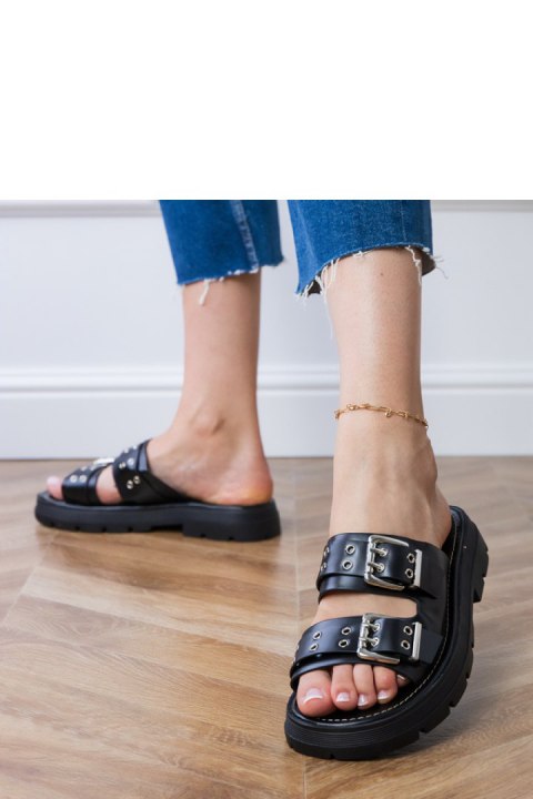 Sandał Klapki Model Liluna DFY-9 Black - PRIMO PRIMO Sandał Klapki Model Liluna DFY-9 Black - PRIMO PRIMO