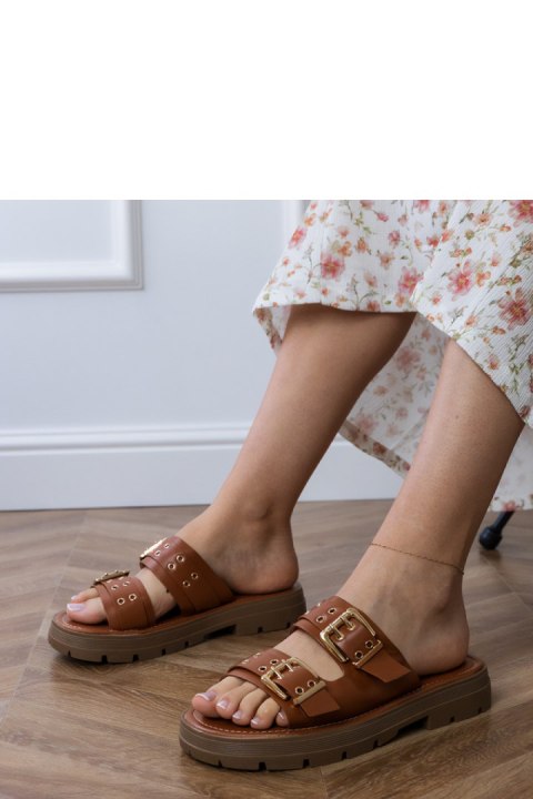 Sandał Klapki Model Liluna DFY-9 Brown - PRIMO PRIMO Sandał Klapki Model Liluna DFY-9 Brown - PRIMO PRIMO