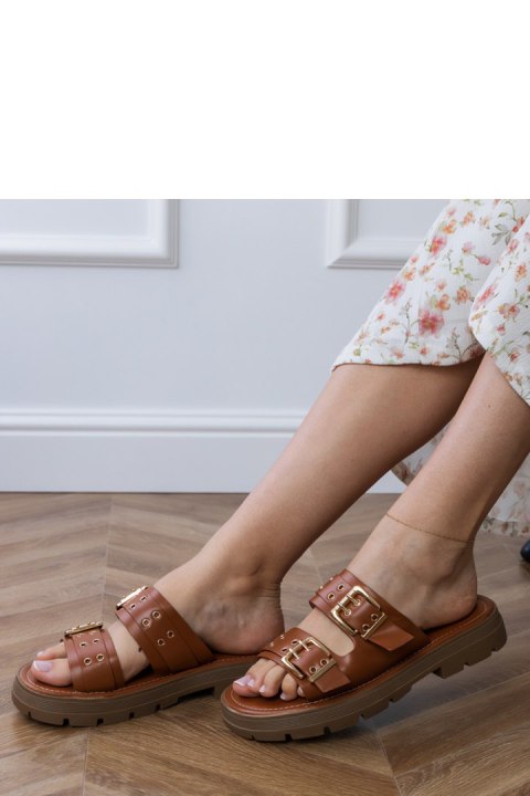 Sandał Klapki Model Liluna DFY-9 Brown - PRIMO PRIMO Sandał Klapki Model Liluna DFY-9 Brown - PRIMO PRIMO