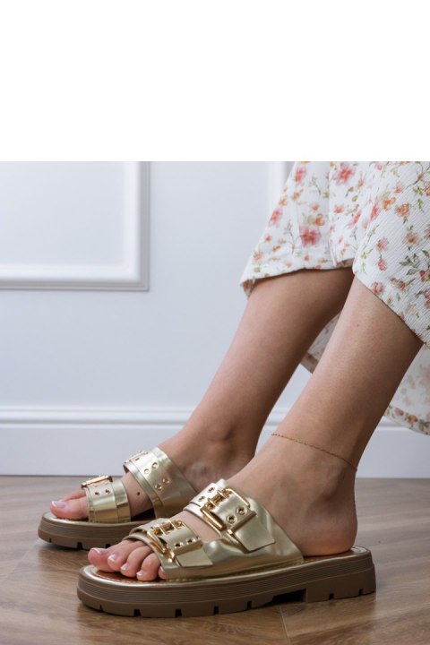 Sandał Klapki Model Liluna DFY-9 Gold - PRIMO PRIMO Sandał Klapki Model Liluna DFY-9 Gold - PRIMO PRIMO
