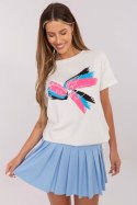 Tshirt Damski Model CLM-TS-1019.79 Ecru - Factory Price Factory Price Tshirt Damski Model CLM-TS-1019.79 Ecru - Factory Price Factory Price