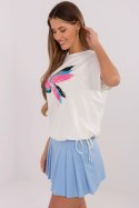 Tshirt Damski Model CLM-TS-1019.79 Ecru - Factory Price Factory Price Tshirt Damski Model CLM-TS-1019.79 Ecru - Factory Price Factory Price