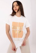 Tshirt Damski Model CLM-TS-1704.85 Ecru - Factory Price Factory Price Tshirt Damski Model CLM-TS-1704.85 Ecru - Factory Price Factory Price