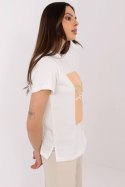 Tshirt Damski Model CLM-TS-1704.85 Ecru - Factory Price Factory Price Tshirt Damski Model CLM-TS-1704.85 Ecru - Factory Price Factory Price
