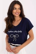 Tshirt Damski Model CLM-TS-1727.90 Navy - Factory Price Factory Price Tshirt Damski Model CLM-TS-1727.90 Navy - Factory Price Factory Price