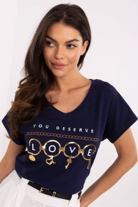 Tshirt Damski Model CLM-TS-1729.86 Navy - Factory Price Factory Price Tshirt Damski Model CLM-TS-1729.86 Navy - Factory Price Factory Price