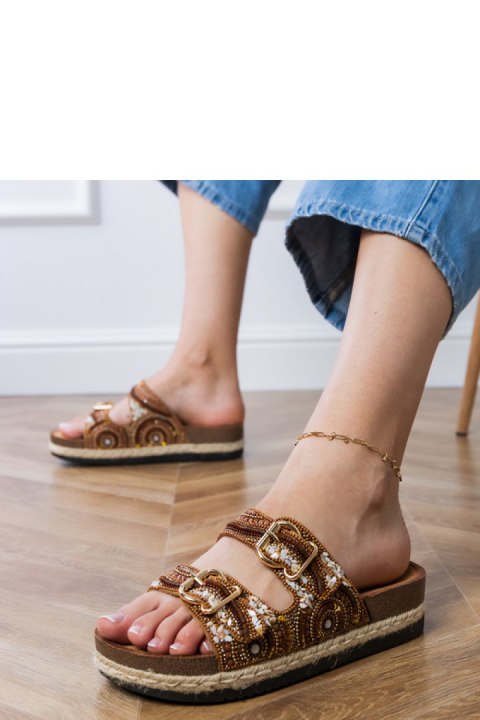 Sandał Klapki Model Zebrina X5-390 Brown - PRIMO PRIMO Sandał Klapki Model Zebrina X5-390 Brown - PRIMO PRIMO