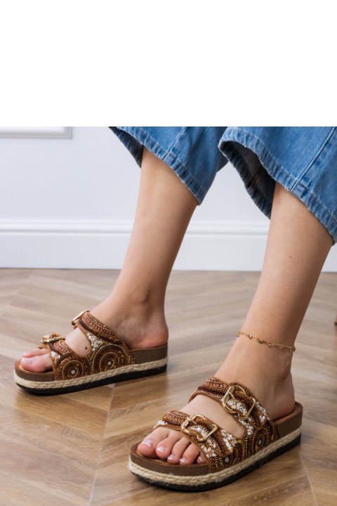 Sandał Klapki Model Zebrina X5-390 Brown - PRIMO PRIMO Sandał Klapki Model Zebrina X5-390 Brown - PRIMO PRIMO
