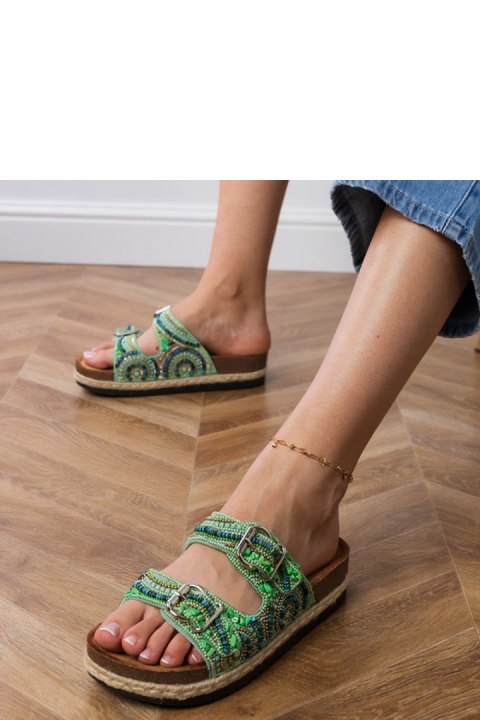 Sandał Klapki Model Zebrina X5-390 Green - PRIMO PRIMO Sandał Klapki Model Zebrina X5-390 Green - PRIMO PRIMO