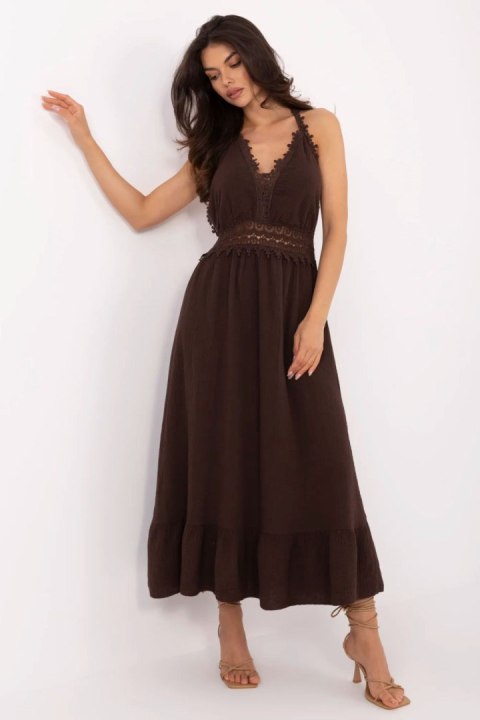 Sukienka Model MI-SK-88573.83 Dark Brown - Italy Moda Italy Moda Sukienka Model MI-SK-88573.83 Dark Brown - Italy Moda Italy Moda