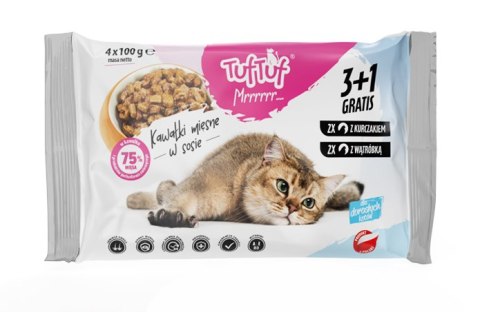 TUF TUF saszetki dla kota 4x100g - 2 x kurczak, 2 x wątróbka TUF TUF saszetki dla kota 4x100g - 2 x kurczak, 2 x wątróbka