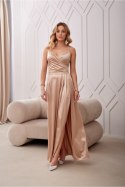 Sukienka Model Salma BEZ SUK0462 Beige - Roco Fashion Roco Fashion Sukienka Model Salma BEZ SUK0462 Beige - Roco Fashion Roco Fashion