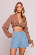 Szorty Damskie Model MOE860 Błękit - Moe Moe Szorty Damskie Model MOE860 Błękit - Moe Moe