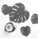 Zestaw podkładek na stół 1+4 - Monstera szara Zestaw podkładek na stół 1+4 - Monstera szara