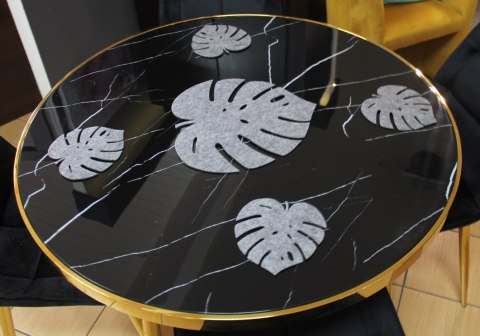Zestaw podkładek na stół 1+4 - Monstera szara Zestaw podkładek na stół 1+4 - Monstera szara