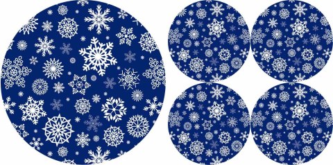 Zestaw podkładek na stół okrągłych 1+4 - SNOW Zestaw podkładek na stół okrągłych 1+4 - SNOW