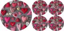 Zestaw podkładek na stół okrągłych 1+4 - VALENTINE HEARTS