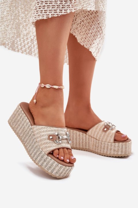 Sandał Klapki Model Isolene 55-A08 Beige - Step in style Step in style Sandał Klapki Model Isolene 55-A08 Beige - Step in style Step in style